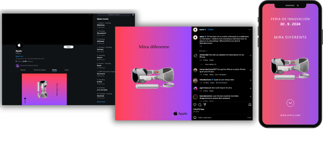 Adaptaciones de la campaña en redes sociales: X, Instagram y story vertical